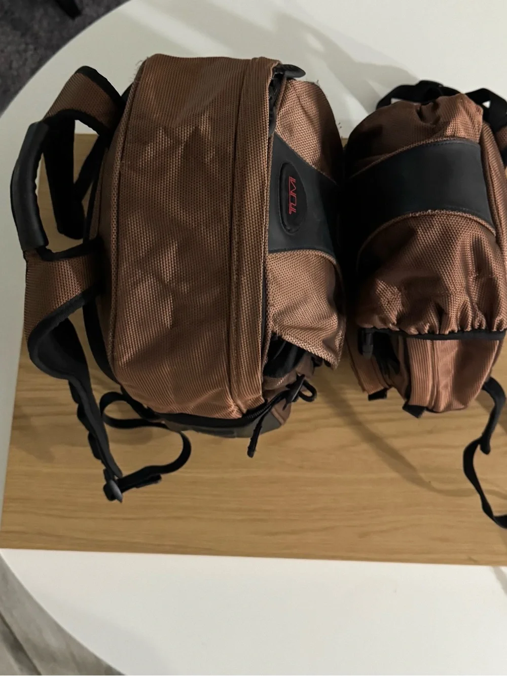 Tumi Men's Brown Nylon Backpack Duo with Black Trim